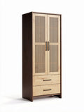Wooden wardrobe with slatted doors and two drawers 60 x 40 x 180cm