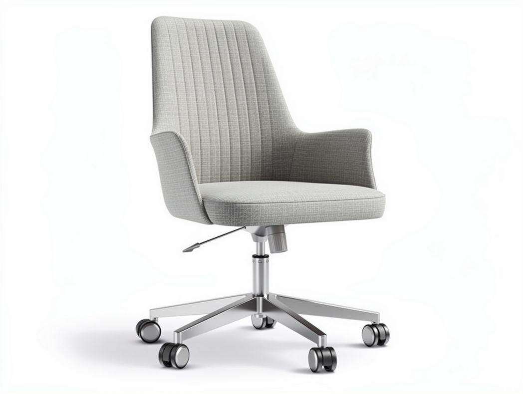 Contemporary grey fabric office chair with ergonomic design and adjustable height