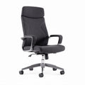 Ergonomic office chair with adjustable height and grey fabric upholstery