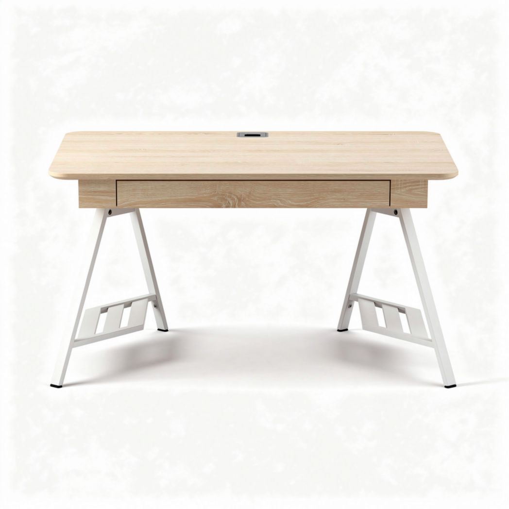 Wooden office desk with pull-out drawer and metal legs 120 x 60 x 75cm