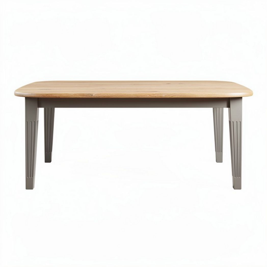 Wooden dining table with grey legs and natural finish 180 x 90 x 75cm