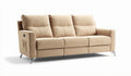 Fabric reclining sofa with storage pocket and metal legs beige 79 x 34 x 35 inches