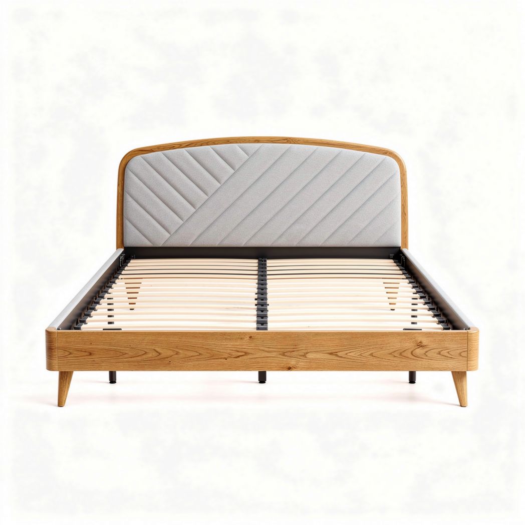 Wooden bed frame with upholstered headboard 200 x 160 x 100cm for bedrooms