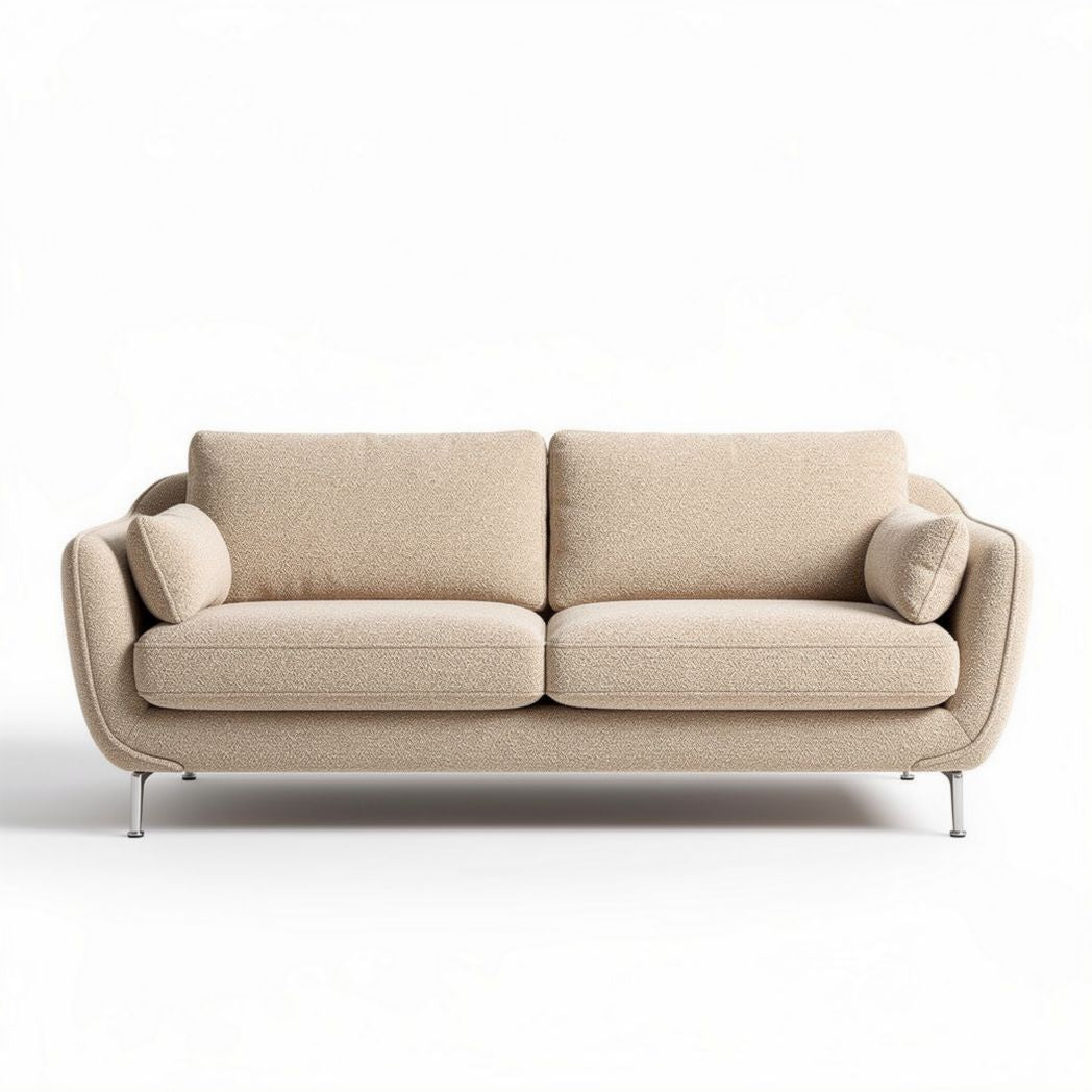 Beige fabric sofa with soft cushions for living room seating 180 x 80 x 85cm