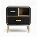 Modern nightstand with black wood veneer and gold metal legs 60 x 50 x 45cm