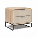 Wooden nightstand with two drawers and metal base 40 x 40 x 45cm