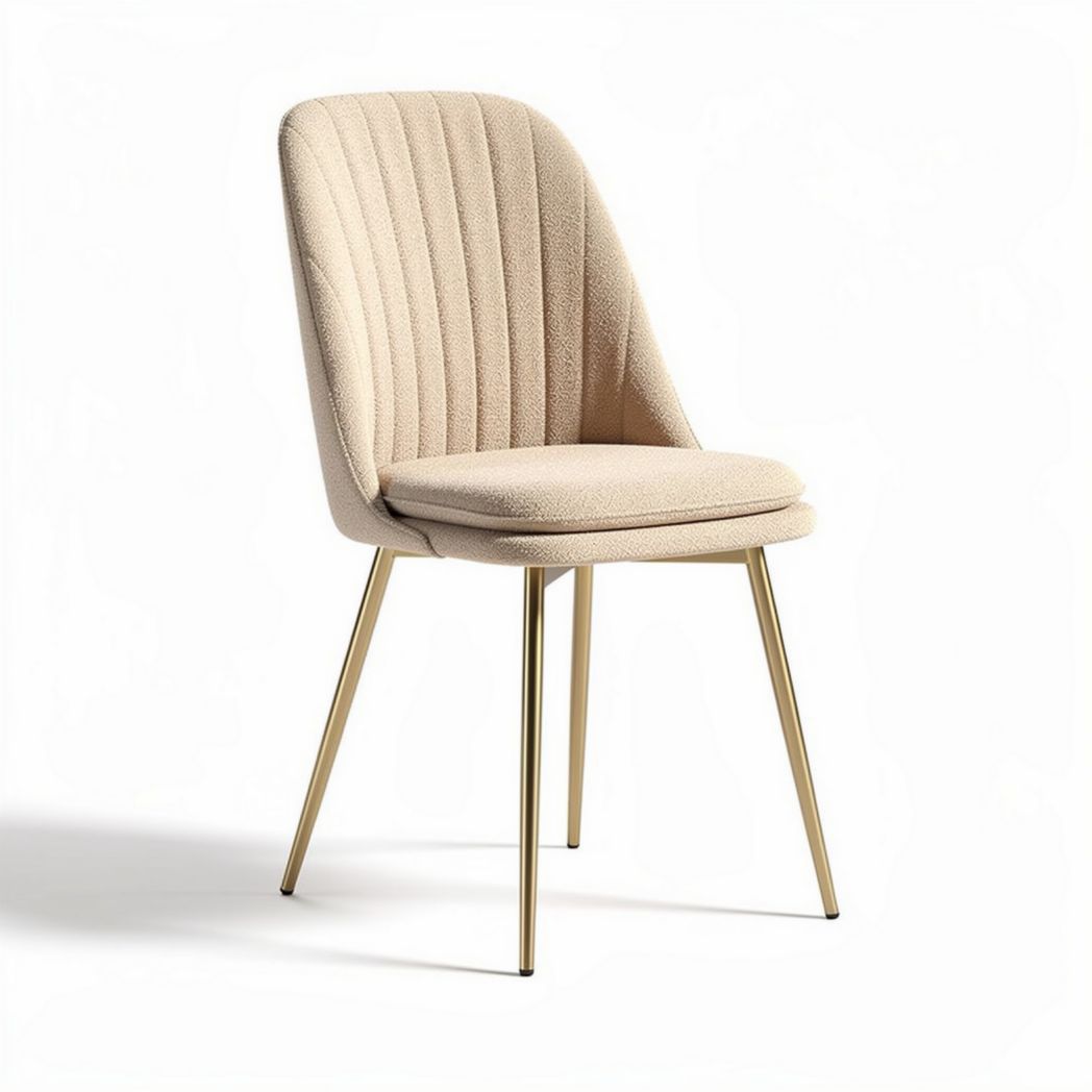 Fabric dining chair with gold metal legs in beige 45 x 50 x 85cm