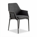 Fabric dining chair with armrests in gray and black metal frame 55 x 60 x 85cm
