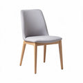 Fabric dining chair with wooden legs in light gray 45 x 50 x 90cm