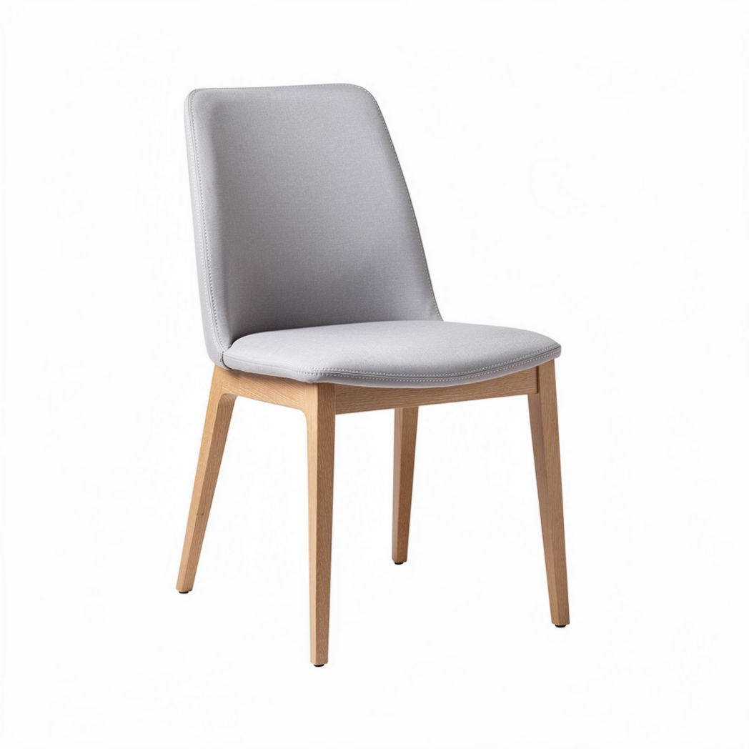 Fabric dining chair with wooden legs in light gray 45 x 50 x 90cm
